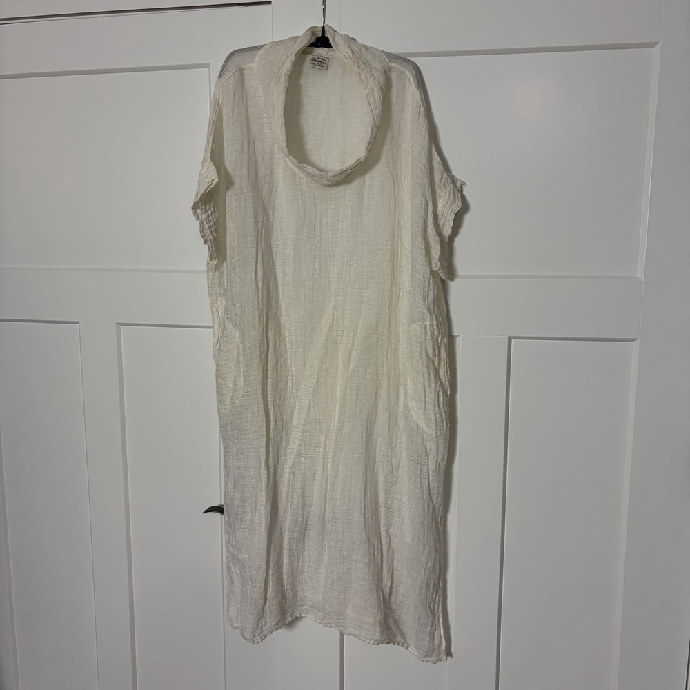 La Bottega di Brunella Cowl-neck Linen Kaftan Dress Boho Maxi Lagenlook